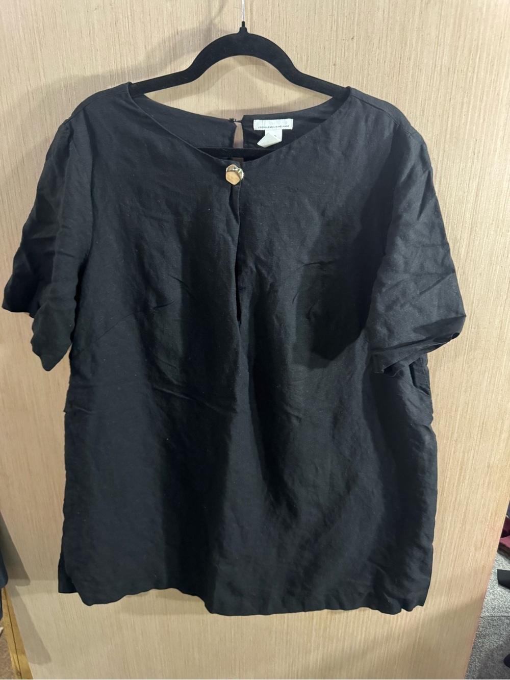 Women’s H&M Linen Blend Black Short Sleeve Mini Dress Size XL